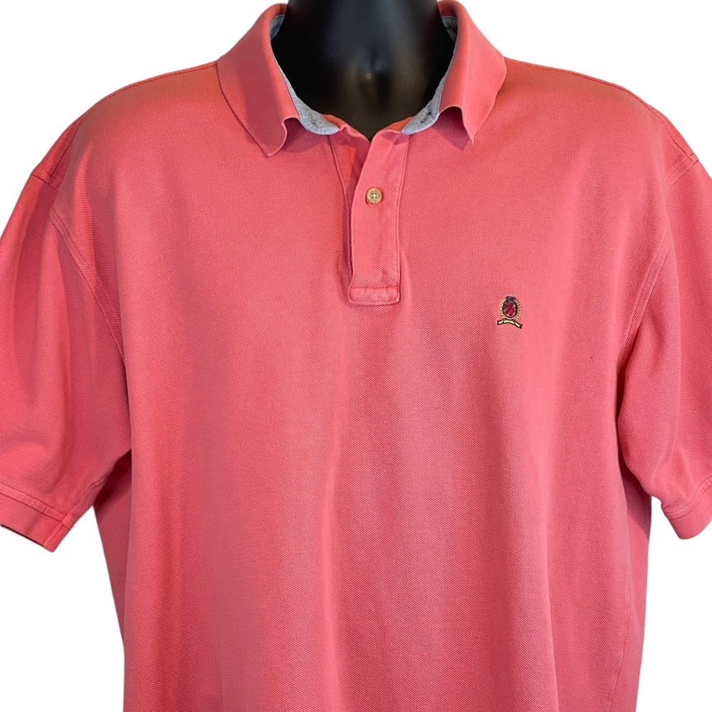 VTG 90s Tommy Hilfiger Soft Pink Solid Classic Plain Polo S/S Classic Sz XL